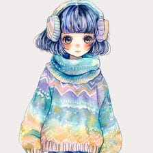 Cute Anime Girl Winter Sweater Clipart