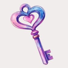 Purple Watercolor Heart Key Clipart