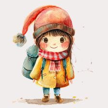 Cute cartoon girl in winter clothes clipart