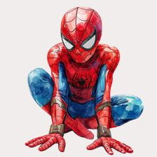 Little Spider-Man Watercolor Clipart