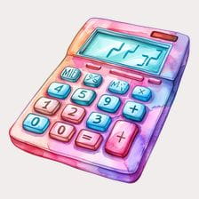 Pink Watercolor Calculator Clipart