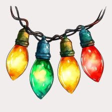 Vintage Christmas String Lights Clipart