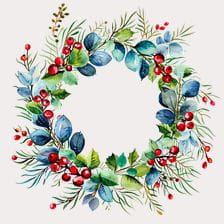 Watercolor Christmas Wreath Clipart