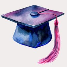 Watercolor Graduation Cap Clipart