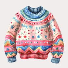 Pink Watercolor Winter Sweater Clipart