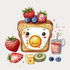 kawaii breakfast clipart
