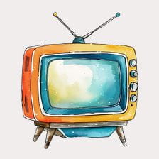 Vintage Retro Television Watercolor Clipart