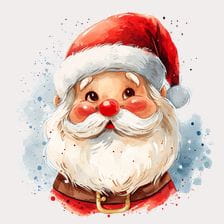 Cute Watercolor Santa Claus Clipart
