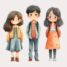 Watercolor kids clipart