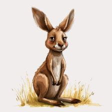 Cute Baby Kangaroo Watercolor Clipart