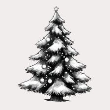 christmas tree clipart black and white clipart