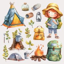 camping clipart set
