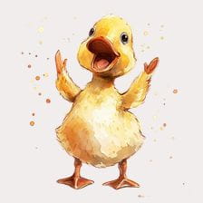 Cute Baby Duck Watercolor Clipart