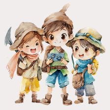 Cute Kids Watercolor Clipart