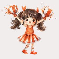 Cheerleader Girl Watercolor Clipart