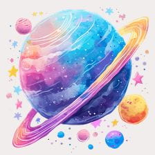 Watercolor Galaxy Planet Clipart