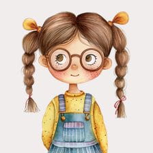 Cute Girl With Glasses Clipart