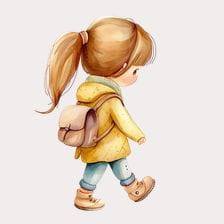 cute walking girl clipart
