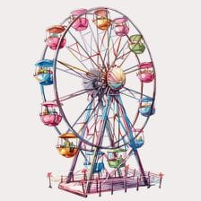 Colorful Ferris Wheel Illustration Clipart