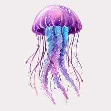 Purple Watercolor Jellyfish Clipart