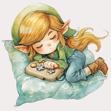Elf Girl Gaming Sleep Clipart