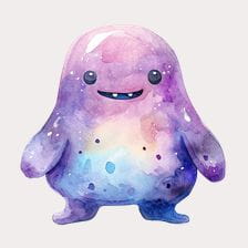 Cute Watercolor Galaxy Monster Clipart