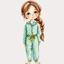 cartoon girl in pajamas clipart