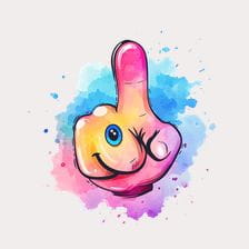 Winking Hand Watercolor Clipart