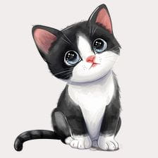 cute black and white cat clipart