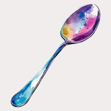 Watercolor Silver Spoon Clipart