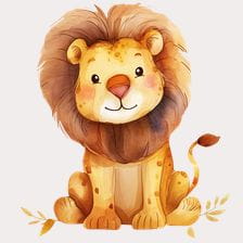 Cute Watercolor Lion Clipart