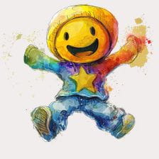 Happy Smiley Face Jumping Clipart