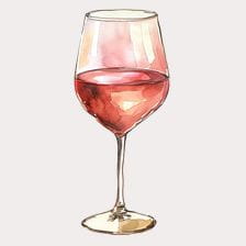Watercolor Painting of Rose Wine Glass Clipart