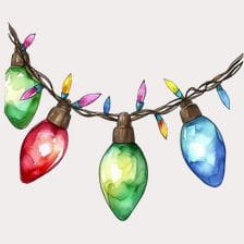 watercolor christmas light clipart