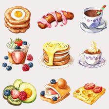 breakfast food watercolor clipart
