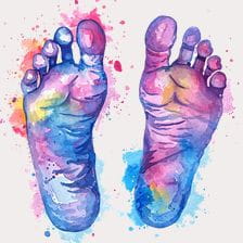 Colorful Watercolor Footprints Clipart