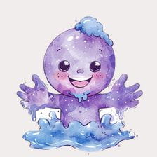 purple alien wash clipart