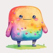 Cute Rainbow Watercolor Monster Clipart