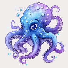 Cute Blue Octopus Clipart
