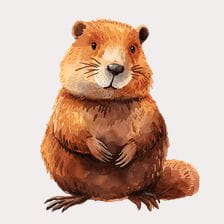 Cute Watercolor Beaver Clipart