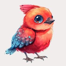 Cute Red Bird Cartoon Clipart