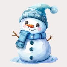 Cute Blue Hat Snowman Clipart