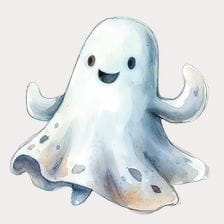 Cute Watercolor Ghost Clipart
