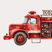 Vintage Red Fire Truck Clipart
