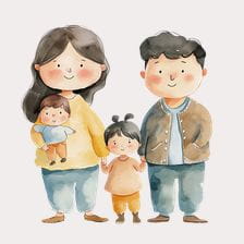 Happy Family Watercolor Clipart