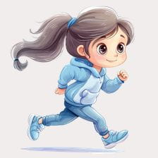 Cute Girl Running Clipart