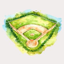 Baseball Field Watercolor Clipart