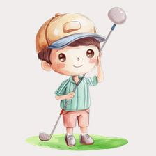 Cute Cartoon Boy Golfer Clipart