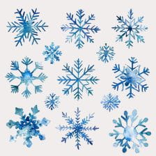 Blue watercolor snowflakes clipart