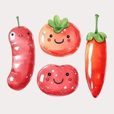 Cute Watercolor Red Food Clipart